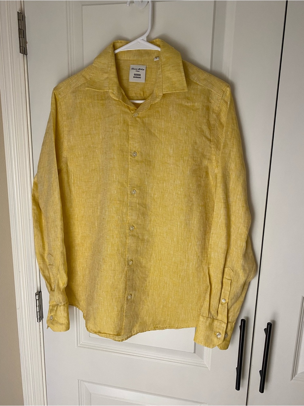 Murano Men’s Yellow Linen Button-Down Shirt - Size S